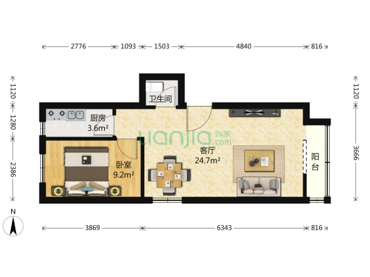 惠新东街5号院 1室1厅1卫 58平方