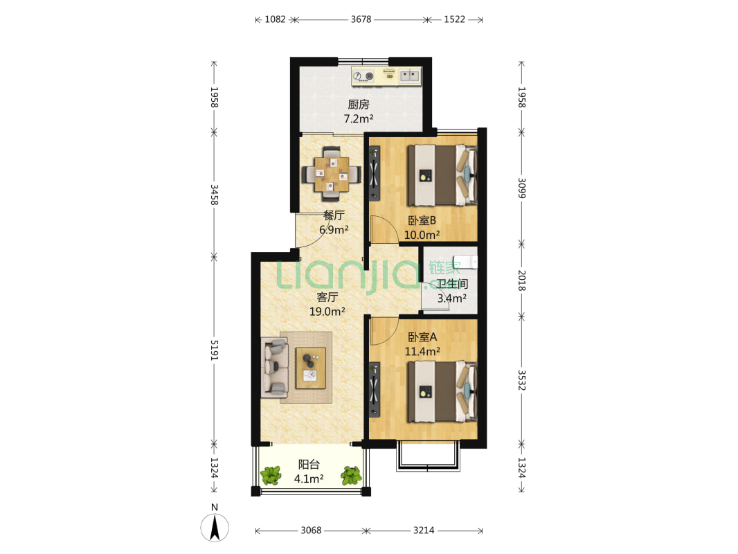 京汉旭城 2室2厅 360万