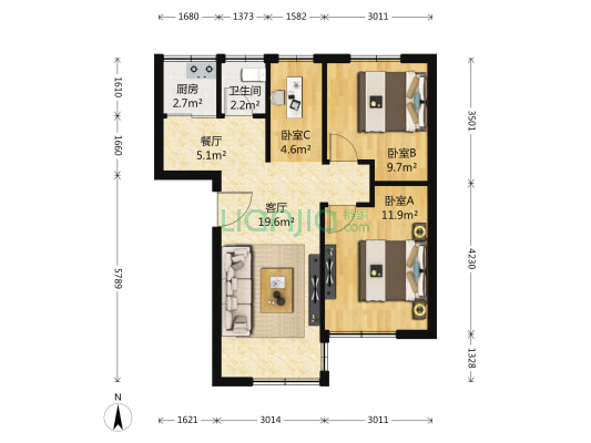 海关草埔生活区 3室2厅1卫 76平方