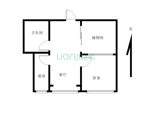鹏明小区，全朝南的正规一居室，简单装修，拎包入住-户型图