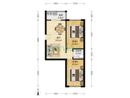 南关岭路小区 2室1厅1卫 63平方