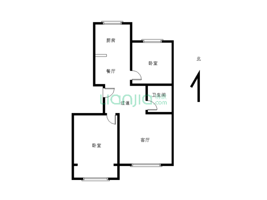 黄家帝苑 C区 电梯10楼 明厅两室 精装修 小税-户型图