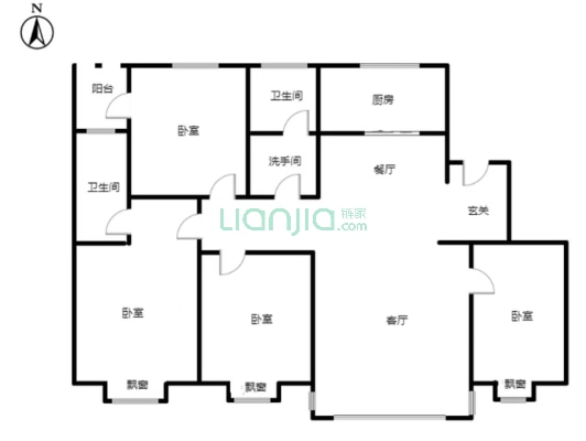 中船涿州府 4室2厅 南 北-户型图