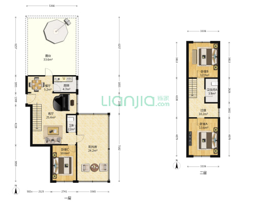 卧龙小区 3室2厅2卫 127平方