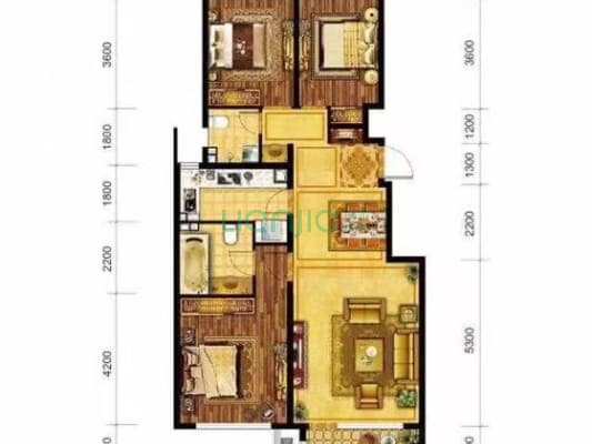桃源新都孔雀城 3室2厅 南 北-户型图