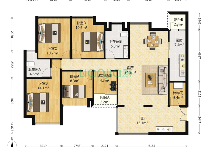 东方明珠城户型大全 东方明珠城 5室1厅2卫 480万在售二手房价格区间