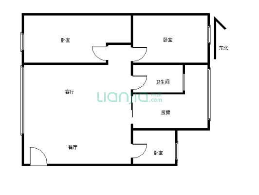 看江 住家装修 标准3室2厅 家具家电齐全拎包入住-户型图
