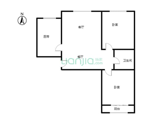 联合一号院 2室2厅 南 北-户型图