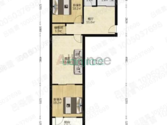 铁道部建厂局 范阳路 市政府 南北通透两居-户型图