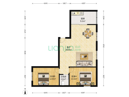 粤海广场 2室1厅1卫 95平方