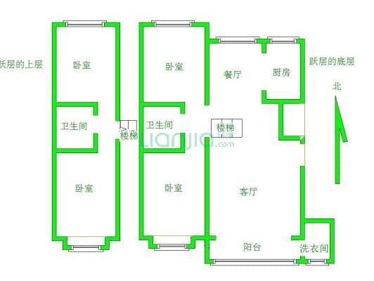 亢龙骏景D区 4室2厅 南 北-户型图