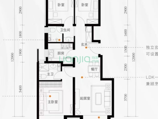 中国铁建樾府国际 3室2厅 南 北-户型图