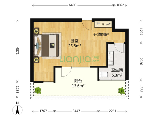 海昌红旗谷 1室0厅1卫 64平方