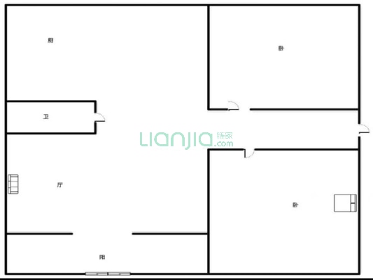 此房南北通透户型，采光好，社区停车方便-户型图