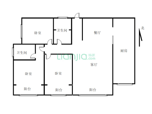 【电梯3室】名人广场3-2-1-2 107.00m²诚心出售-户型图