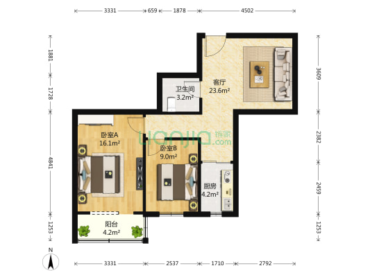 侨办大院 2室1厅1卫 78平方