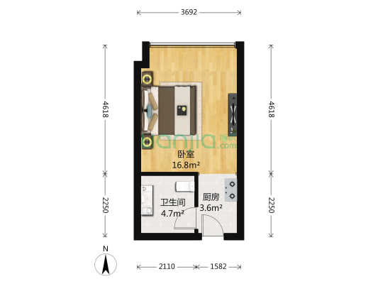 王府国际花园 1室0厅1卫 41平方