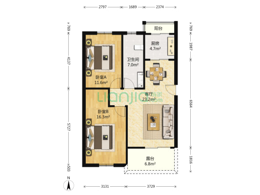 乾豪格林小镇 2室1厅1卫 63平方