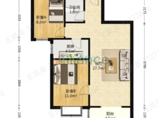 水岸花城，好房源，环境好，交通便利。-户型图