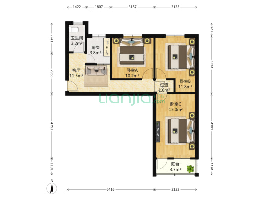 华新巷小区 3室1厅1卫 70平方