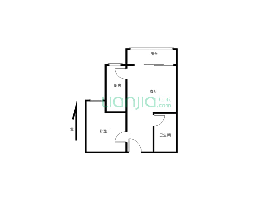 百合金山精装一室一厅，小区干净舒适，适合居住-户型图