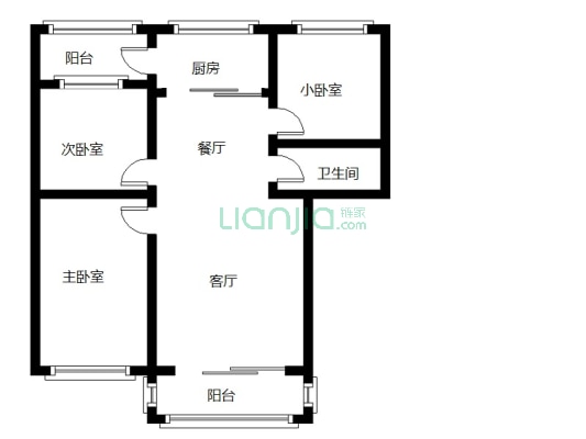 范阳路二康旁 中间楼层 南北双阳台 客厅卧室大 公摊小-户型图