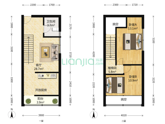 湘源大厦 2室1厅1卫 48平方
