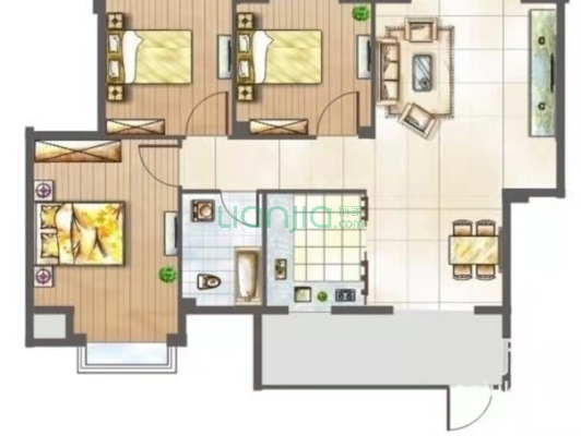 房子坐于老城区易赖街地段，三居室，楼层低，业主精装-户型图