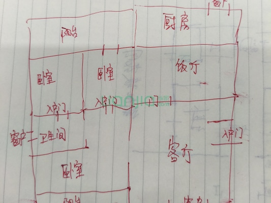 南北通透大三居。紧挨市医院市政府-户型图