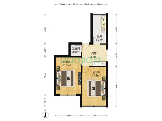 浮东小区 2室0厅1卫 60平方