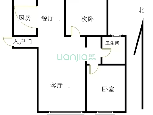 三利中和城二期B区 2室2厅 南 北-户型图