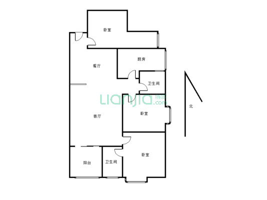 紫君花园      电梯   中间楼层    三室两厅双卫-户型图