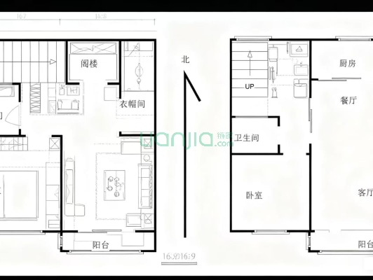 物探的跃层，顶层带露台，户型好，采光视野好。-户型图