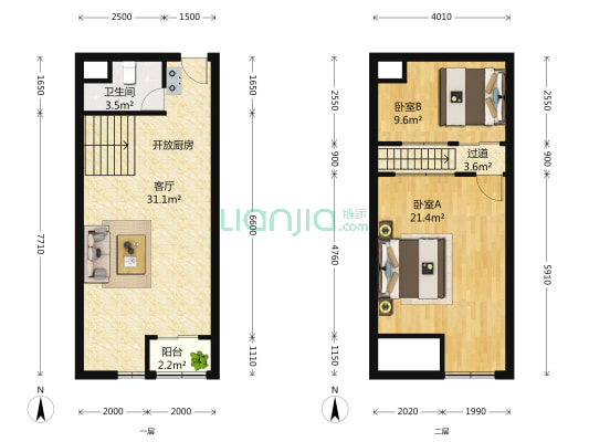 福都广场锋尚99 2室1厅0卫 53平方