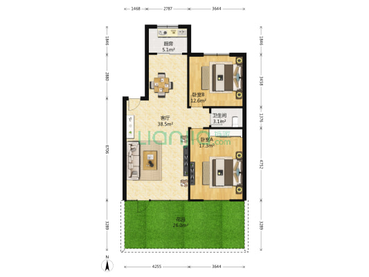 松峪里二期 2室1厅1卫 100平方