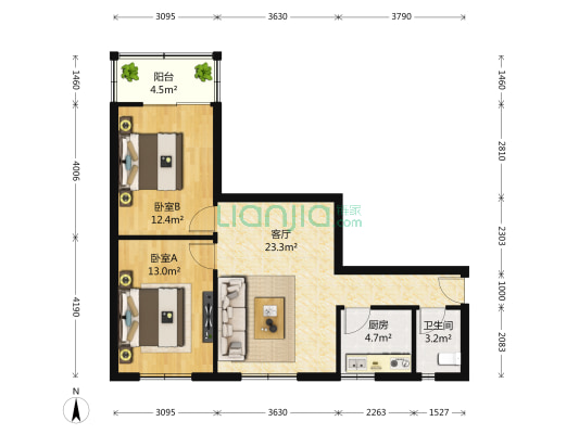 武侯民居 2室1厅1卫 73平方