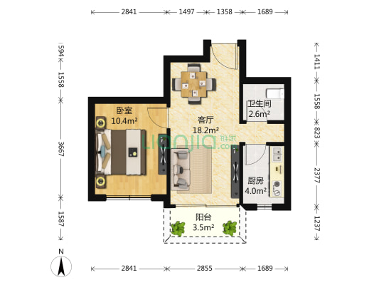 金苑玉庭小区 1室1厅1卫 50平方