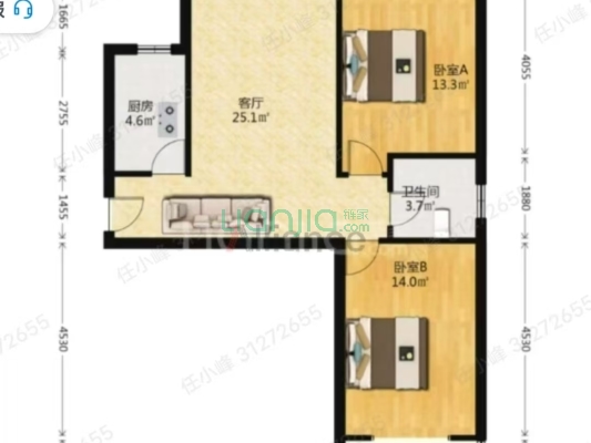 水岸花城小区，大社区，集体供暖精装修，格局好采光好-户型图