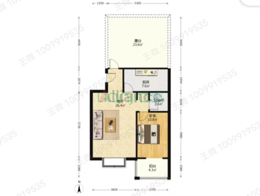 东林家园，正规一居室，房本满五唯一税费低-户型图