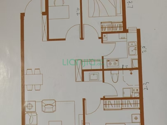 因出国急售三居36万，南北通透，明厨明卫-户型图