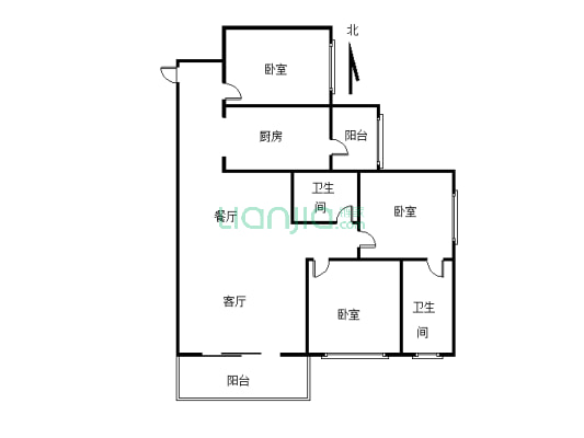 阳光印江山 3室2厅 西南-户型图