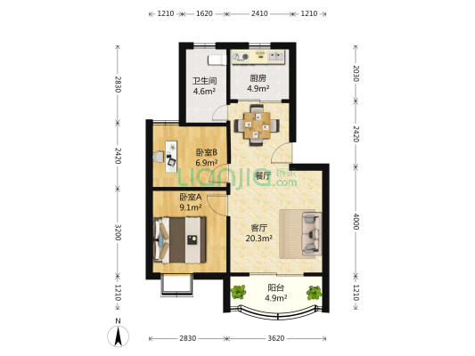 博泰新苑 2室2厅1卫 88平方