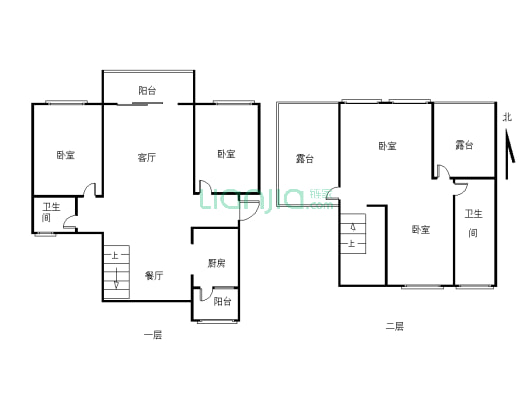 【正】 邦泰洋房顶加阁，带2露台，带车位，4室2卫-户型图