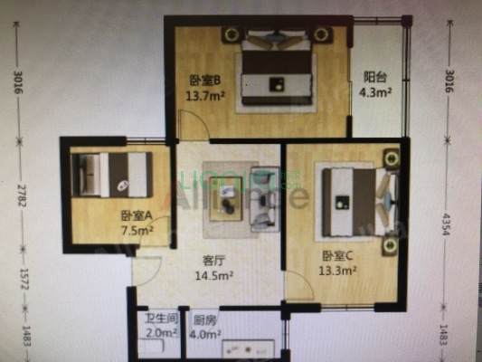 电梯三房 近一中 张府园地铁口 新街口 出行便捷