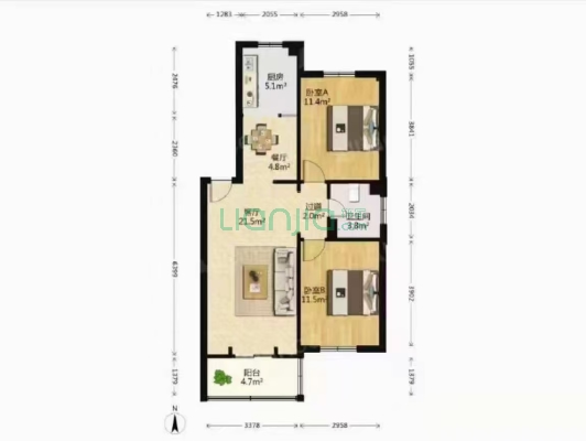 枫叶苑北区 H型户型 双地铁 公园旁 诚心售