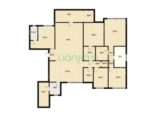 中泰峰境家具家电齐全三房两厅两卫111平方-户型图