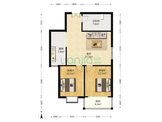 兴隆花园 2室1厅1卫 102平方