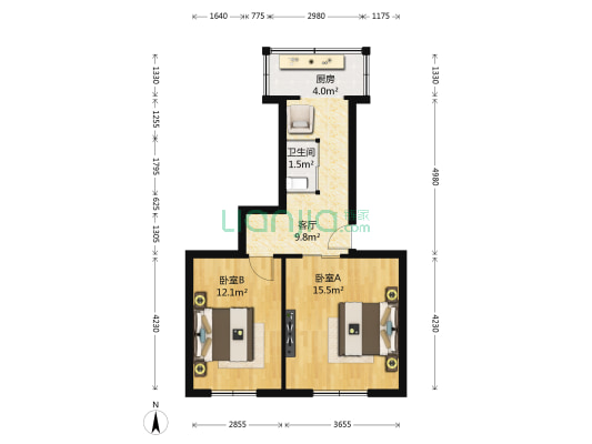 正义社区 2室1厅1卫 50平方