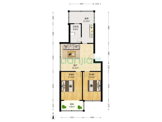 路桥小区 2室1厅1卫 80平方