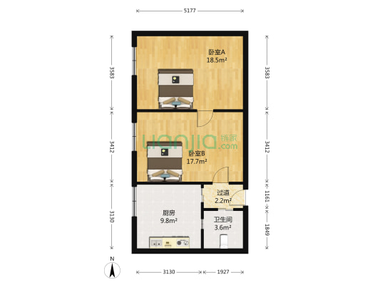 中山大厦 2室0厅1卫 79平方
